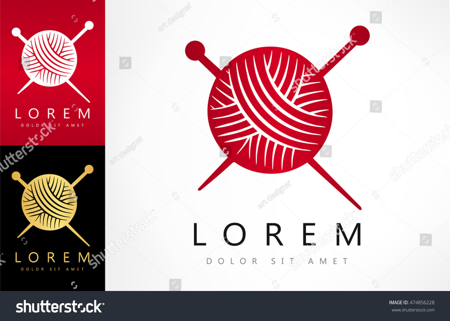Yarn Ball Needles Vector Stock Vector (Royalty Free) 474856228
