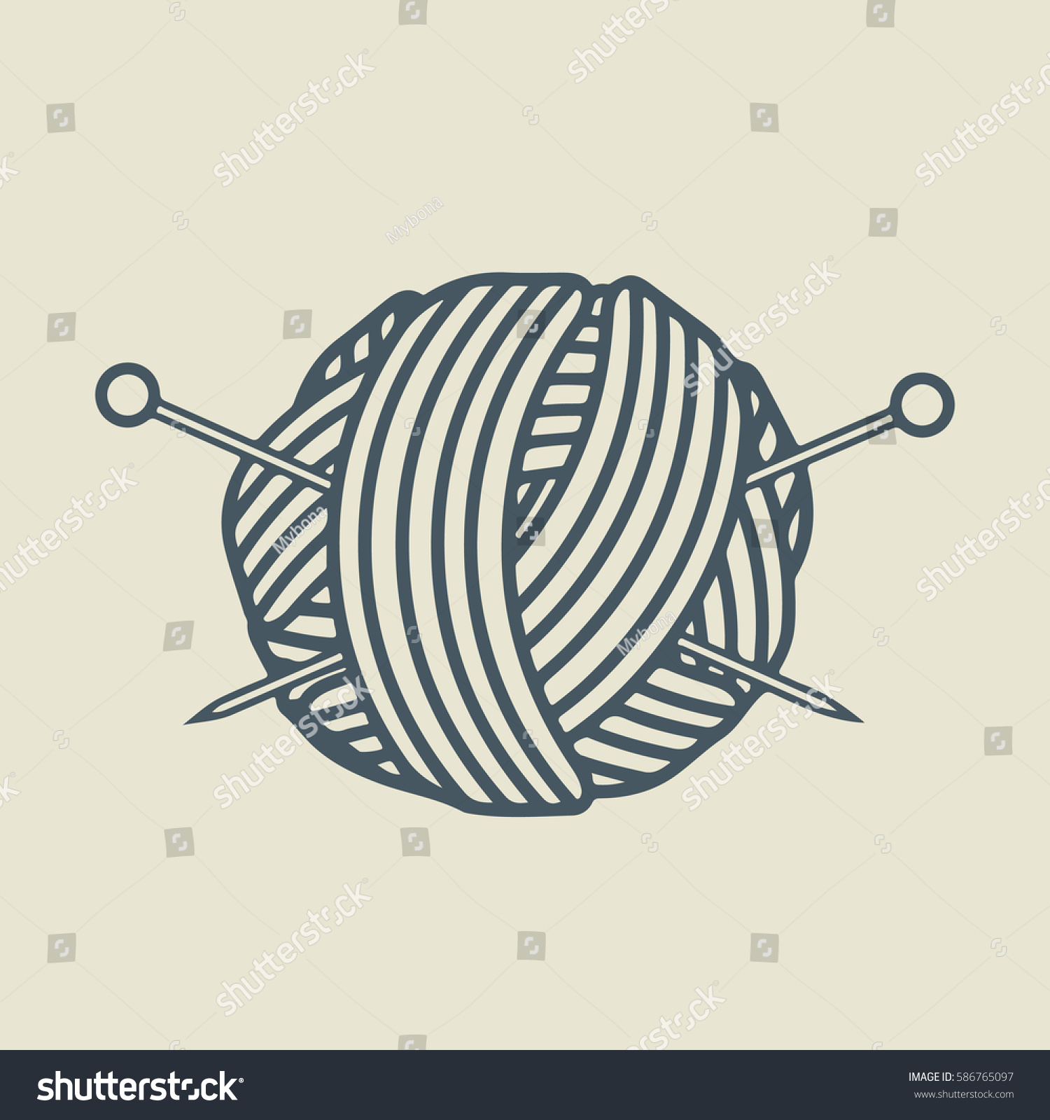 Yarn Ball Knitting Needles Vector Eps Stock Vector Royalty