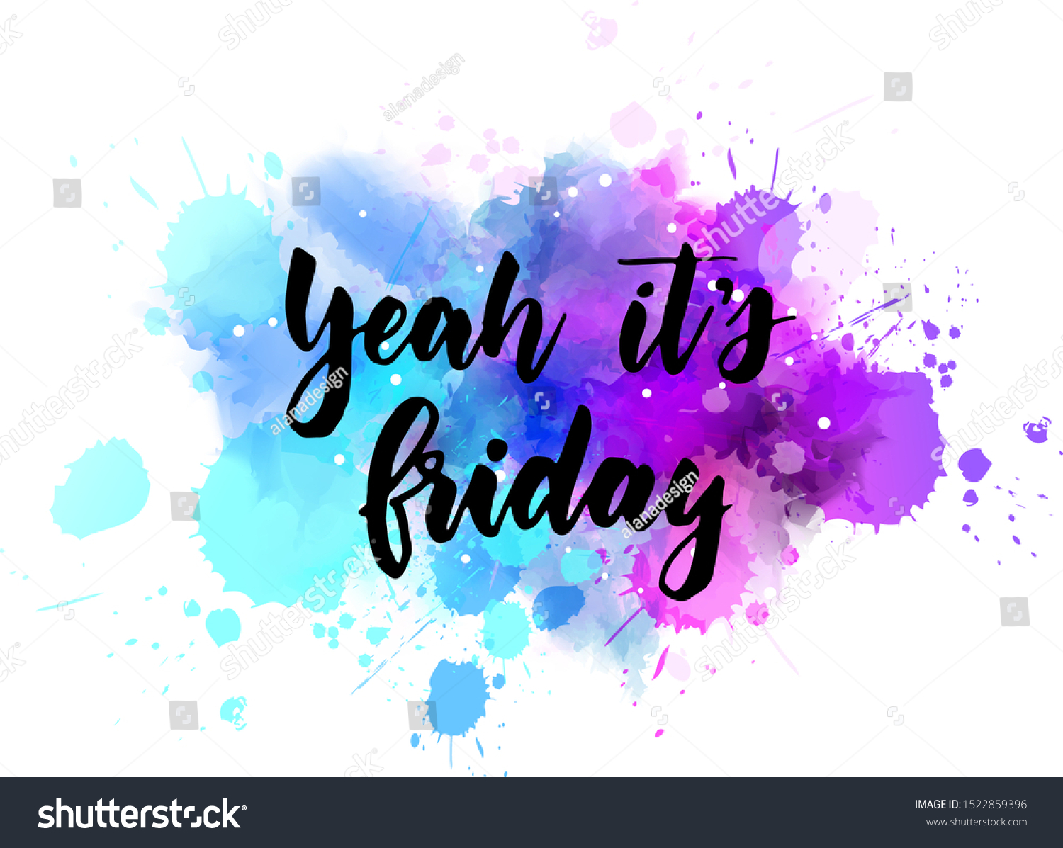 Yeah Friday Handwritten Modern Calligraphy Handlettering Stock Vector ...