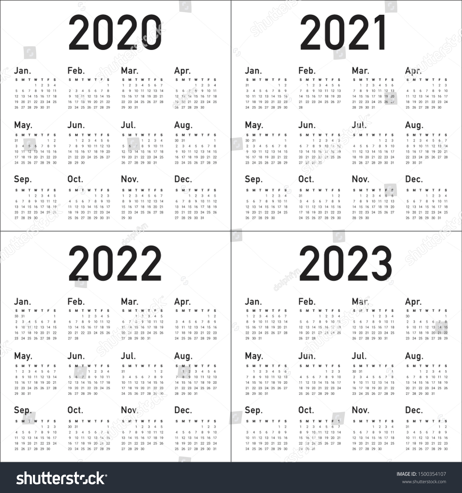 Tcnj Calendar 2022 2023 Year 2020 2021 2022 2023 Calendar Stock Vector (Royalty Free) 1500354107