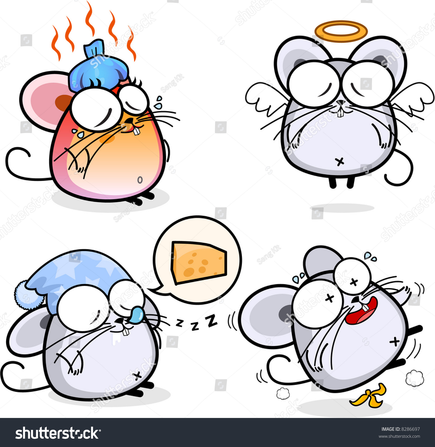Year Rat Cartoon Emoticon Series Miscellaneous Stock Vector (Royalty