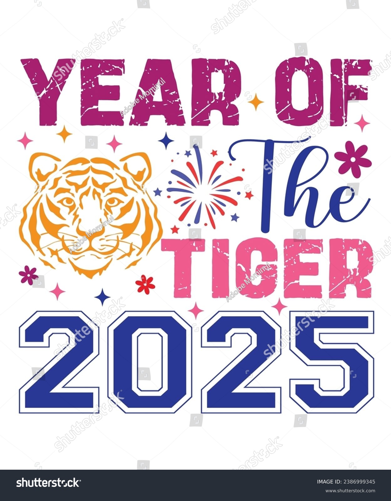 SVG of Year Of The Tiger 2025 Retro, Happy New Year Retro, T-Shirt Design, New Year Design, Celebration party, New Year Quotes, Groovy lettering, Sweatshirt, Typography, Cut file . svg