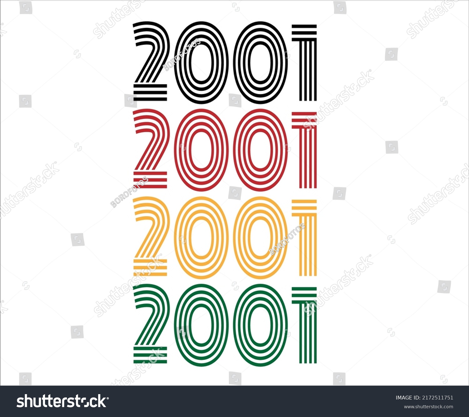 Year 2001 Retro Font Vector Year Stock Vector (Royalty Free) 2172511751 ...