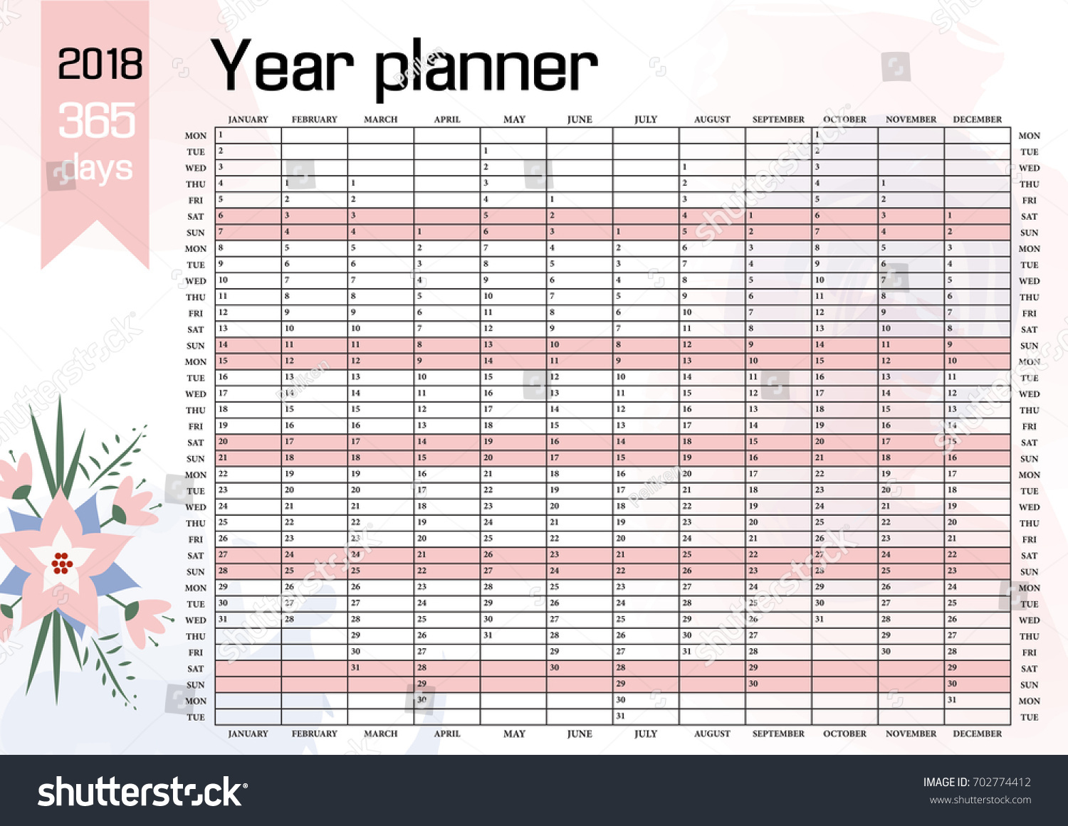Year Wall Planner Plan Out Your Stock Vector 702774412 ...