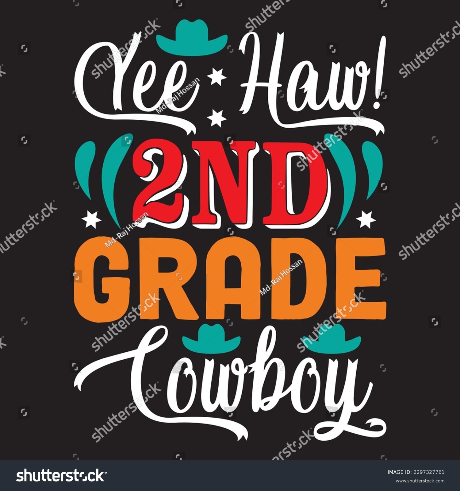 SVG of Yee Haw! 2nd grade Cowboy T-shirt Design Vector File svg
