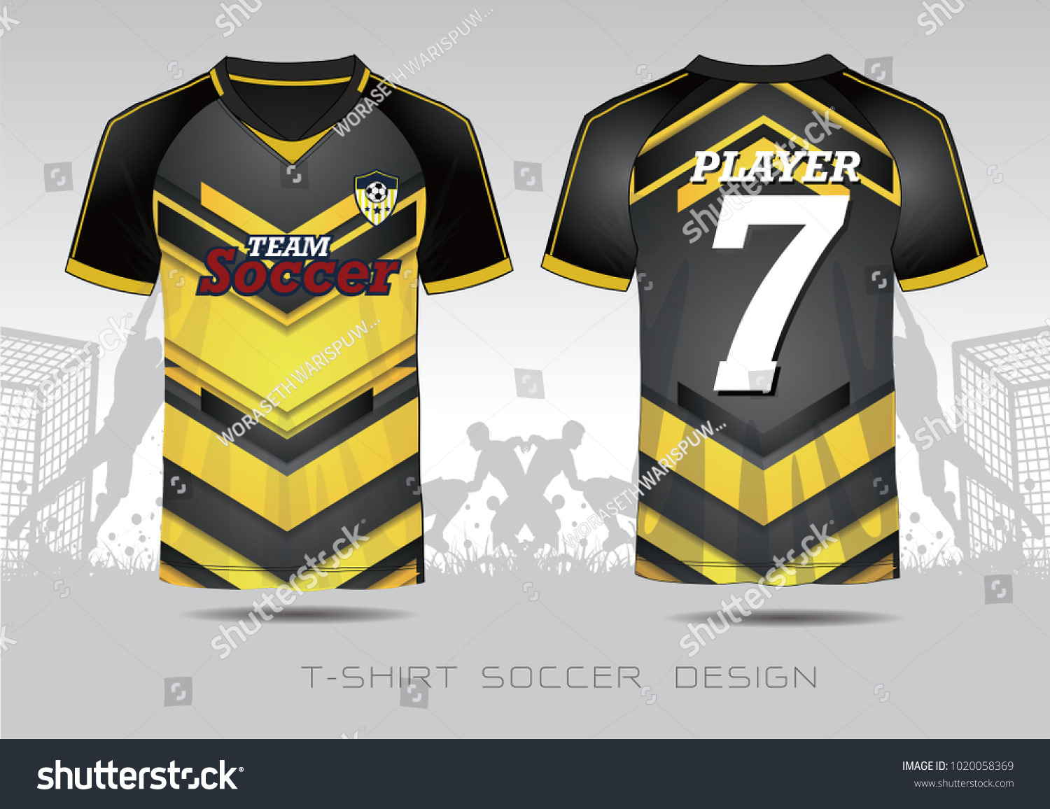 Yellow Black Layout Football Sport Tshirt Stock Vector (Royalty Free ...