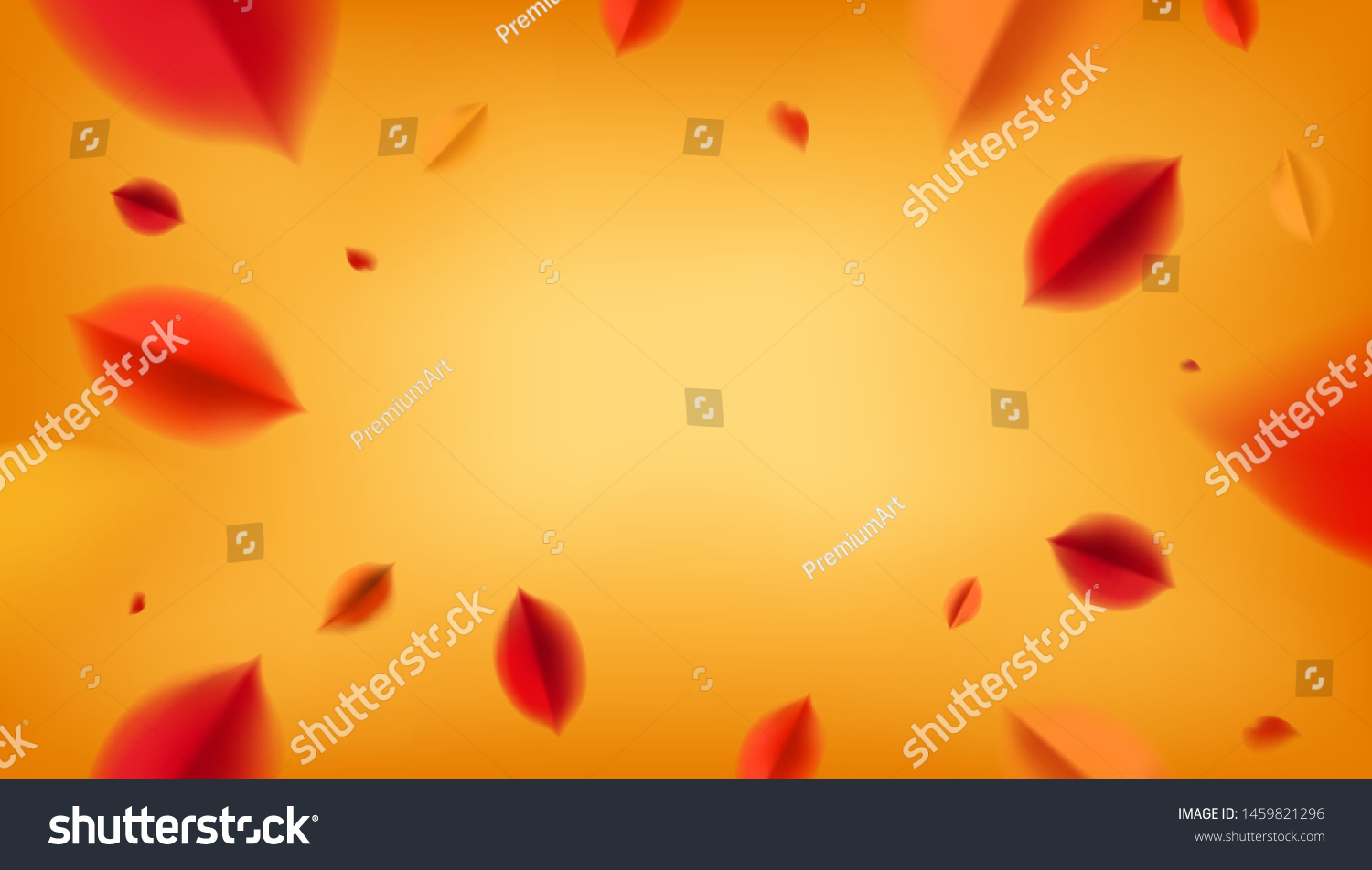 Yellow Autumn Banner Background Red Leaves Stock Vector Royalty Free