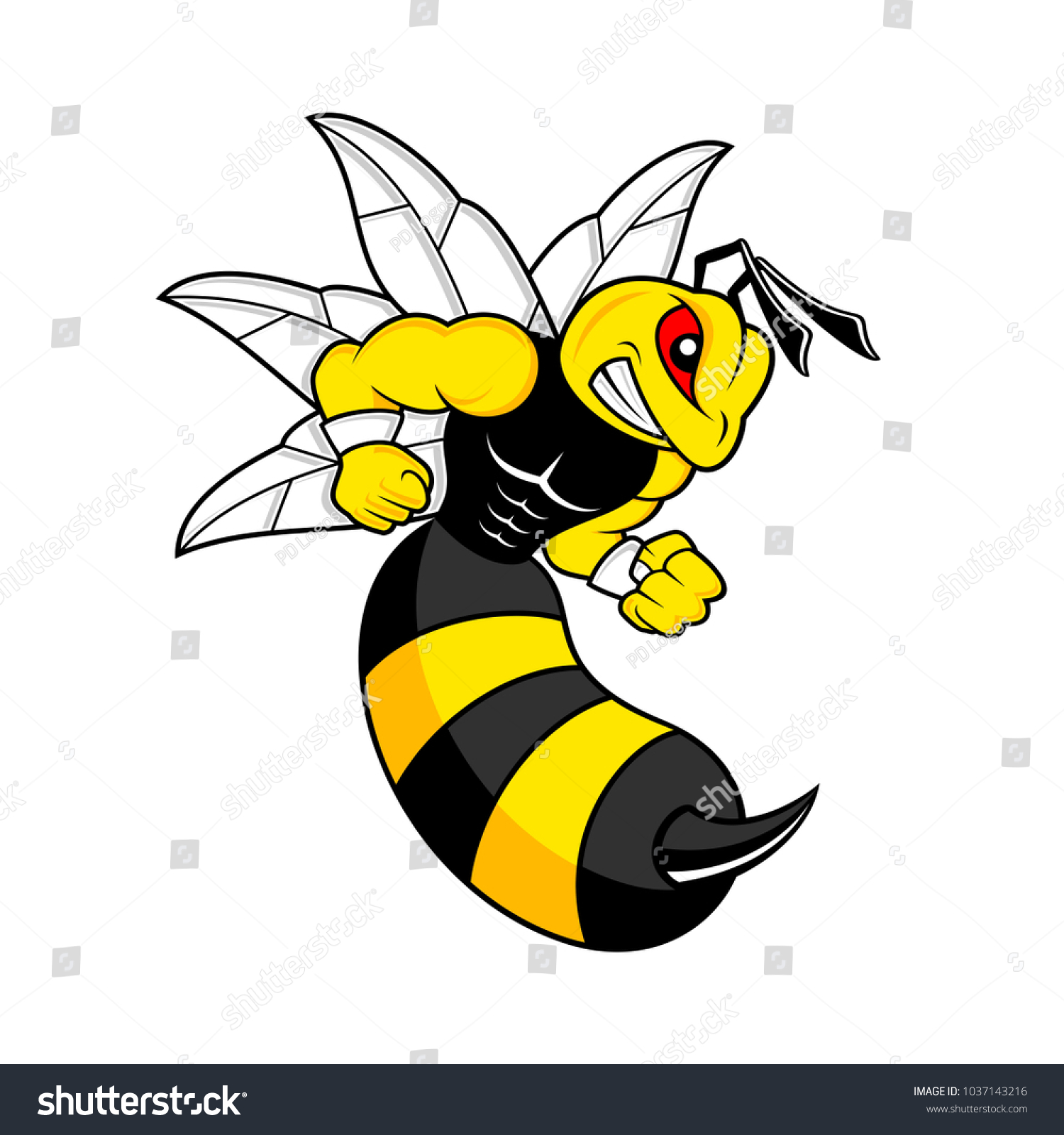 SVG of Yellow bee angry ready to fight logo svg
