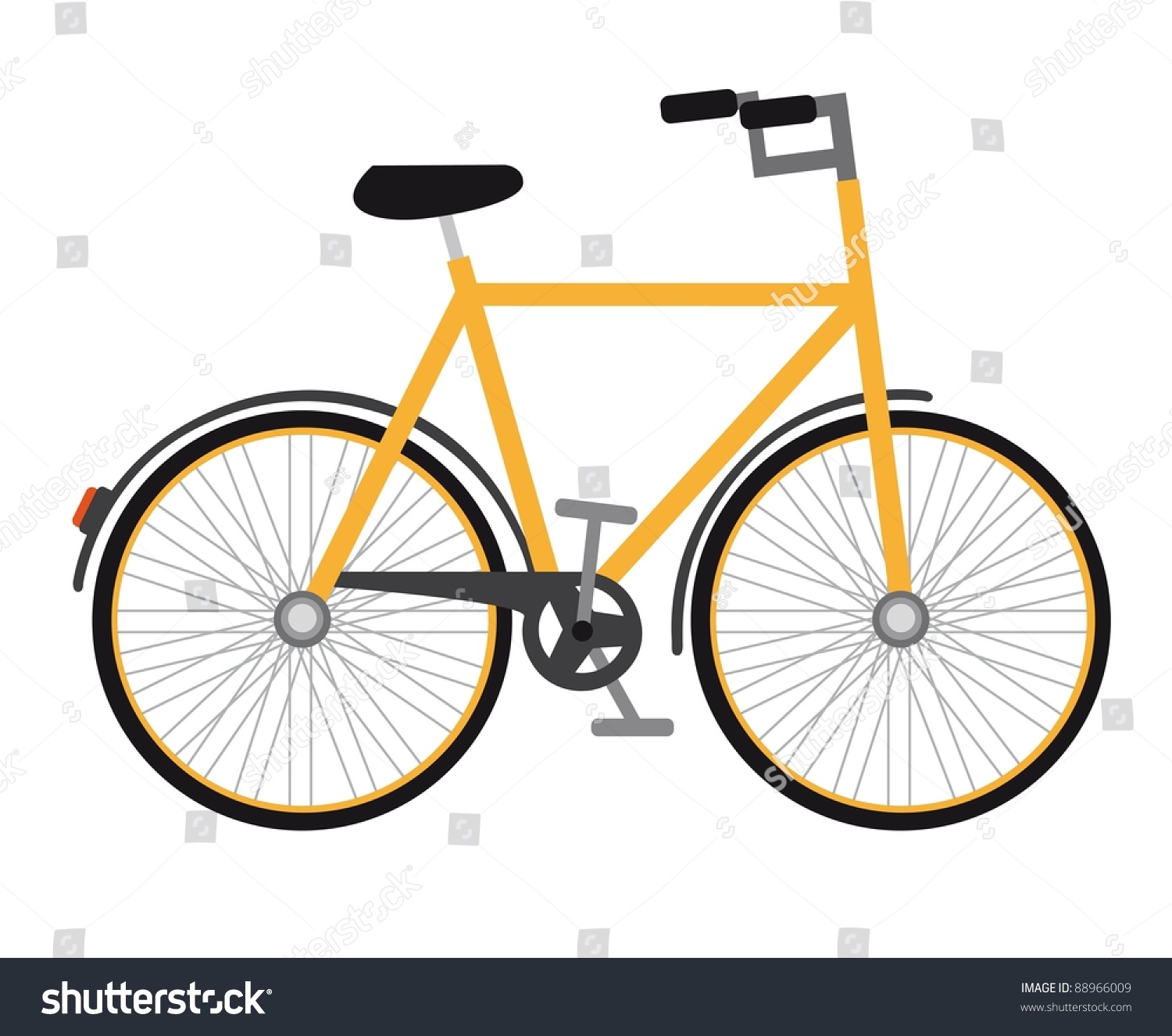 Yellow Bicycle Isolated Over White Background. Vector - 88966009 ...