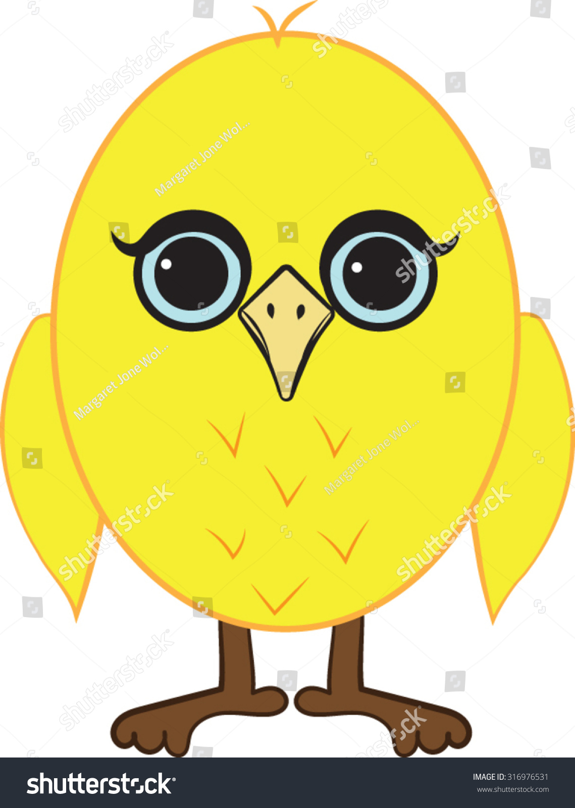 Yellow Bird Cartoon Vector Illustration Stock Vector (Royalty Free