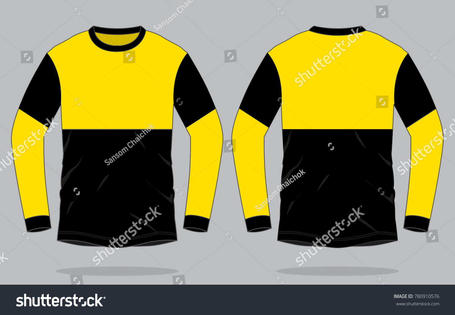 Yellowblack Long Sleeve Tshirt Design On Stock Vector (Royalty Free ...