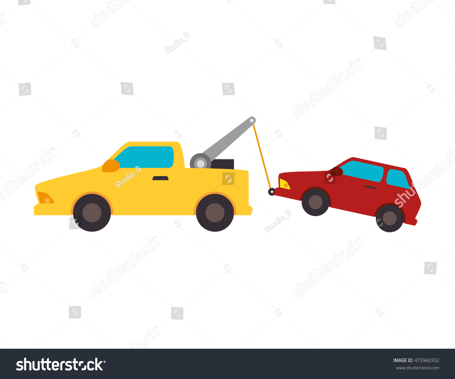 Yellow Car Towing Truck Tow Service Stock Vector Royalty Free 473960332