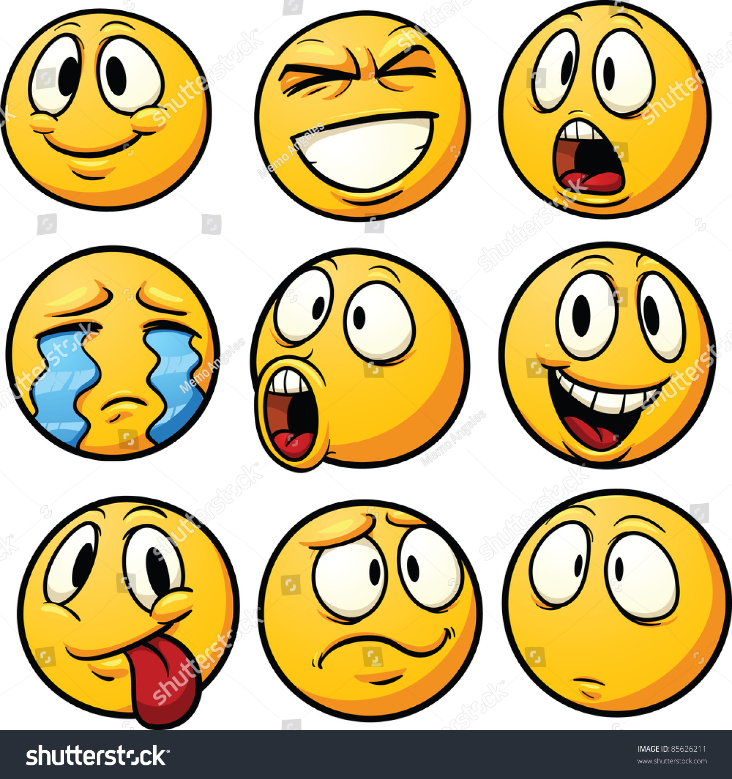 Yellow Cartoon Emoticons Vector Illustration Simple Stock Vector ...