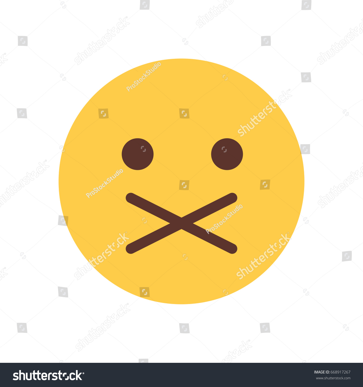 Yellow Cartoon Face Silent Shocked Emoji Stock Vector (Royalty Free ...