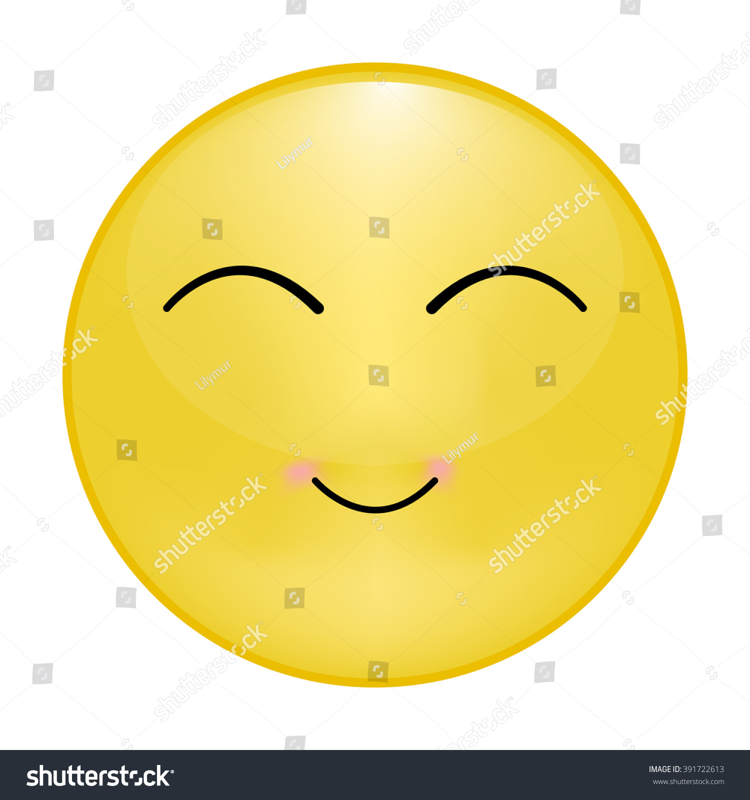 Yellow Cheerful Emoticon With Big Eyes, Smile Stock Vector Illustration