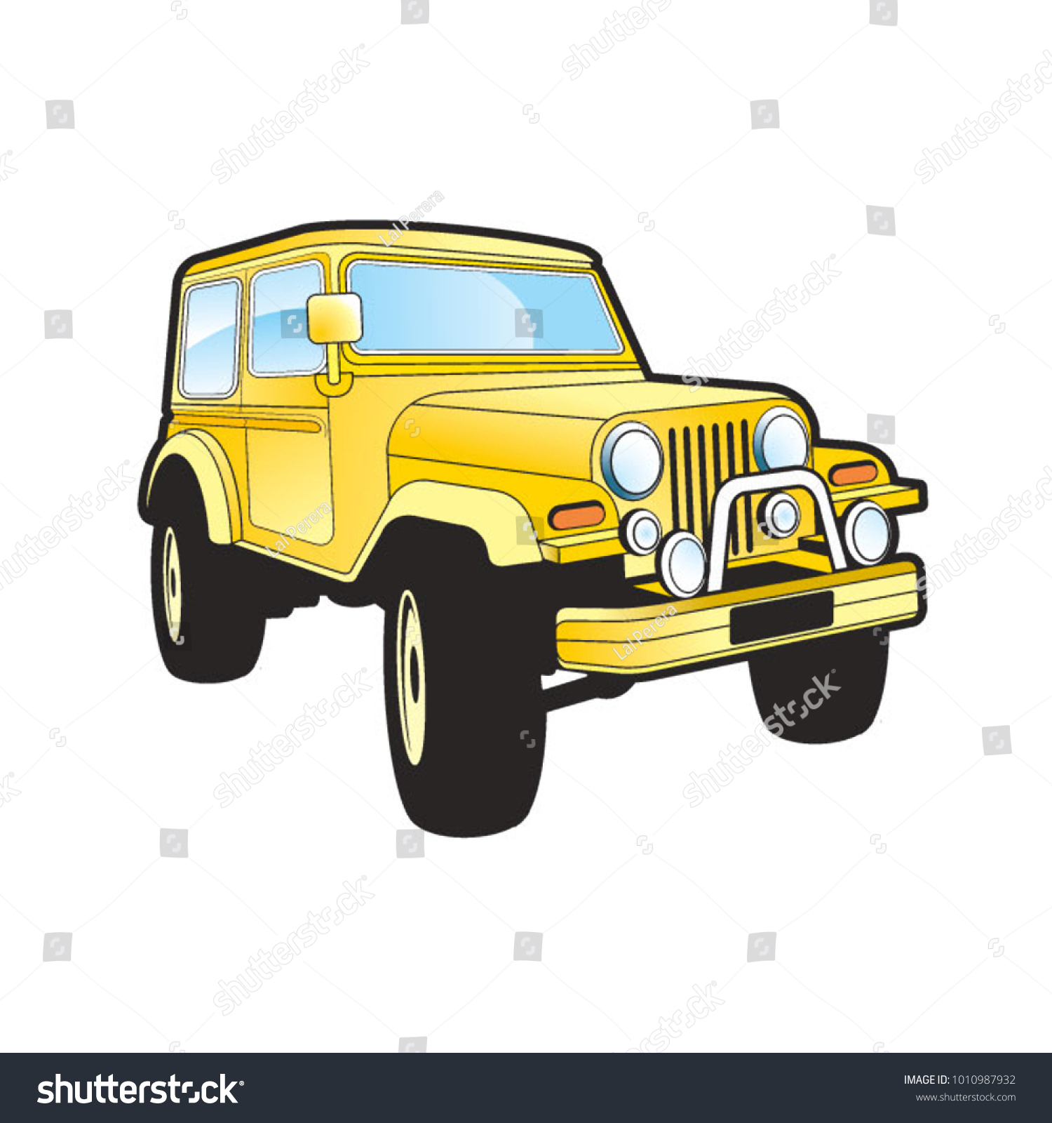 Yellow Color Jeep Vector Drawing Stock Vector (Royalty Free) 1010987932