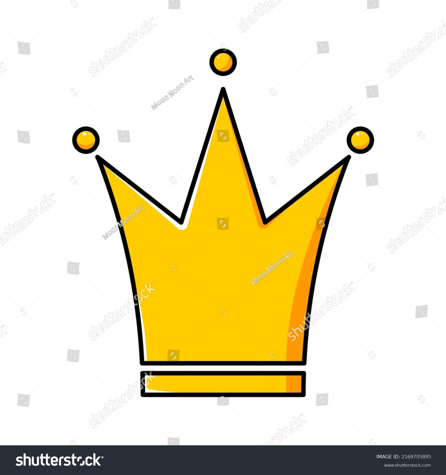 Yellow Crown Black Outline Vector Illustration Stock Vector (Royalty ...