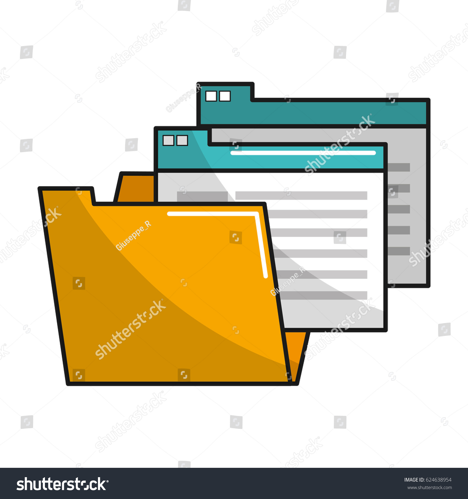 Yellow Documents File Folder Icon Stock Vector (Royalty Free) 624638954 ...