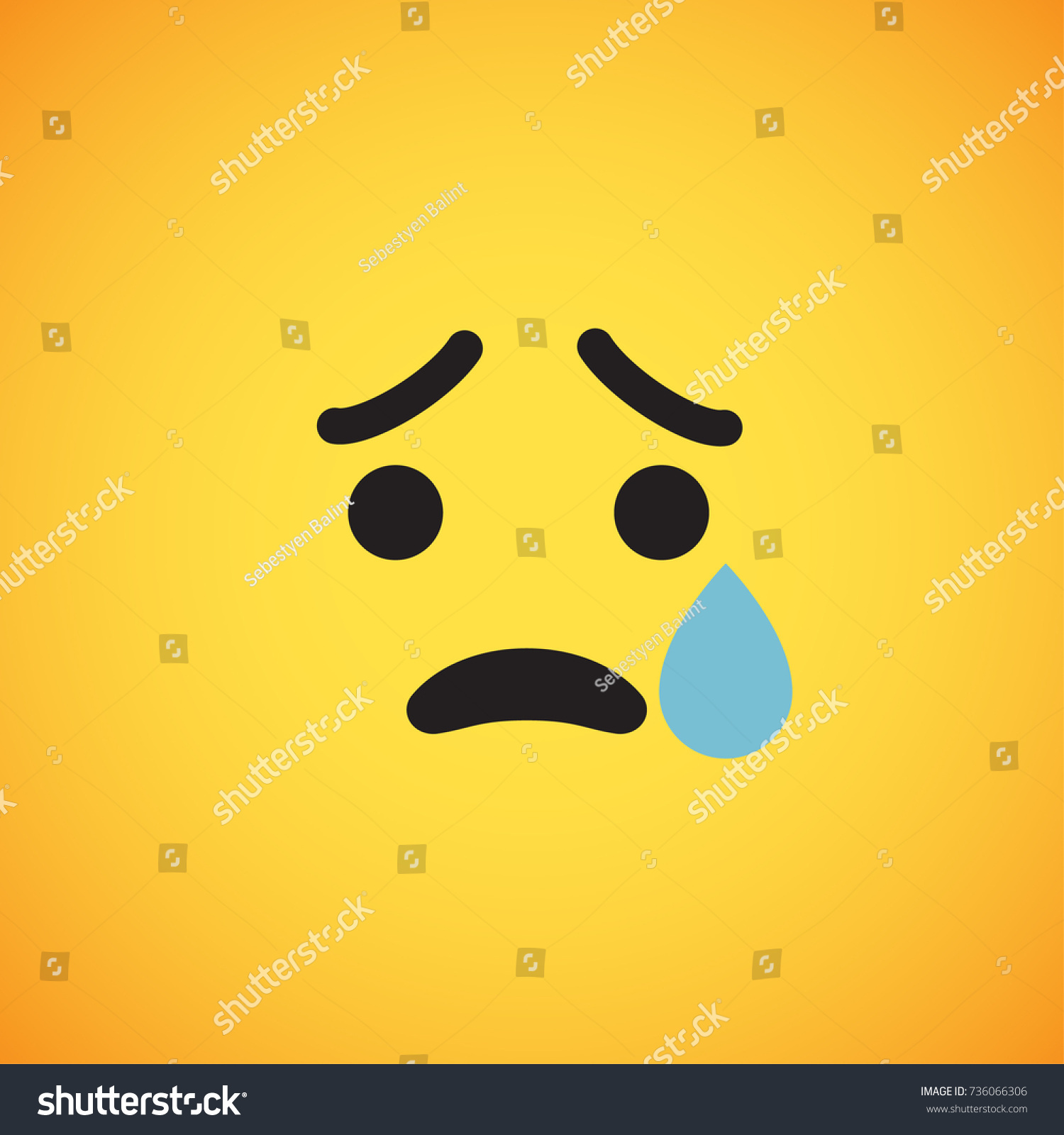 Yellow Emoticon Face Crying Vector Illustration Stock Vector (Royalty ...