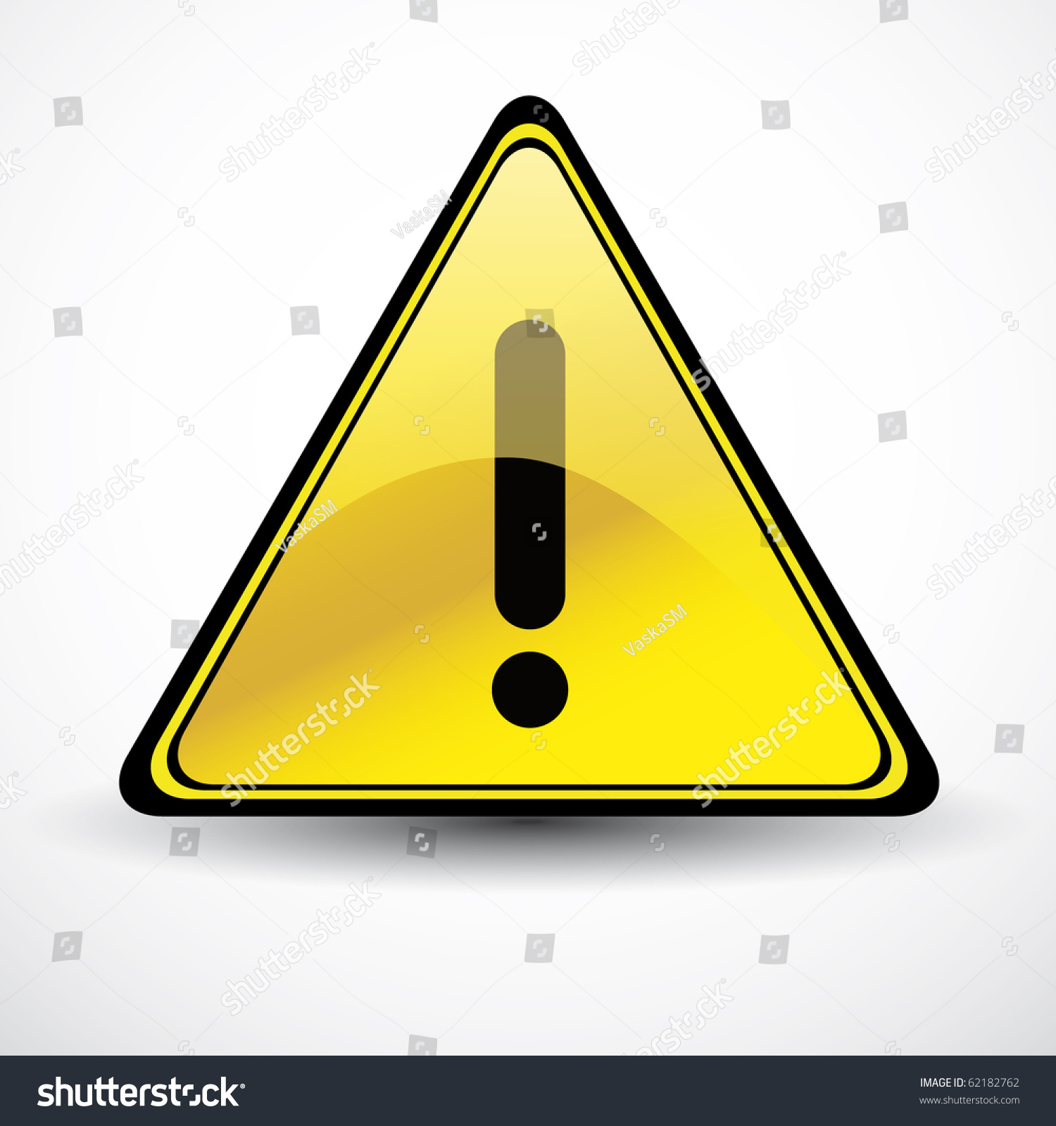 Yellow Glossy Warning Danger Sign Stock Vector Illustration 62182762 ...