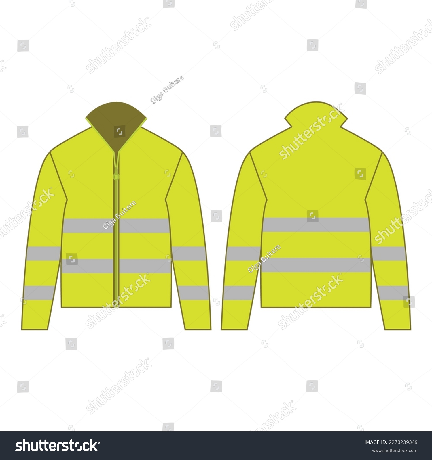 SVG of Yellow high visibility outdoor jacket isolated vector on the white background svg