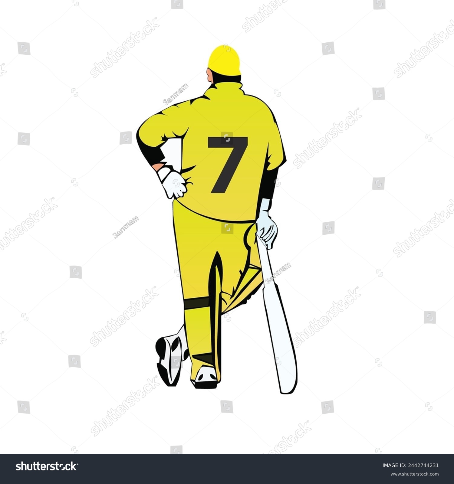 SVG of Yellow jersey cricket player Indian cricketer ipl cricket batsmen csk player svg
