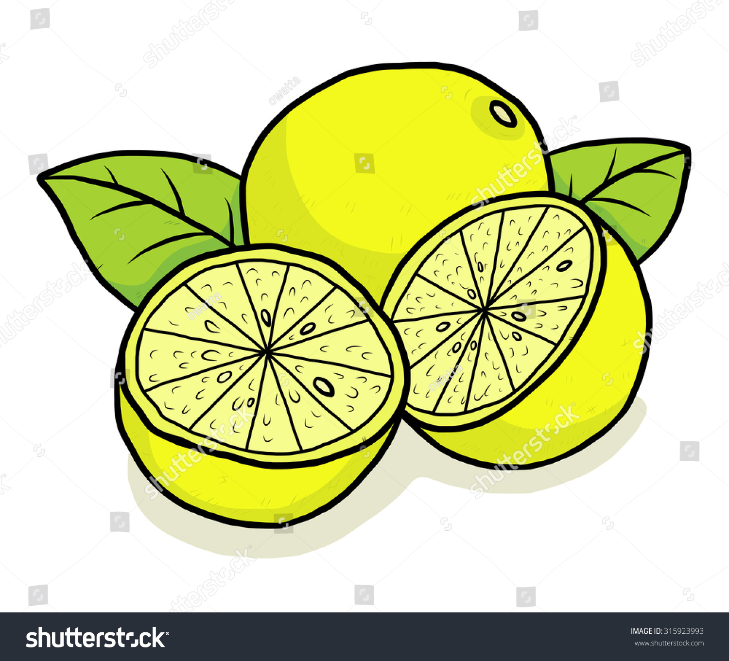 Yellow Lime Cartoon Vector Illustration Hand Stock Vector (Royalty Free ...