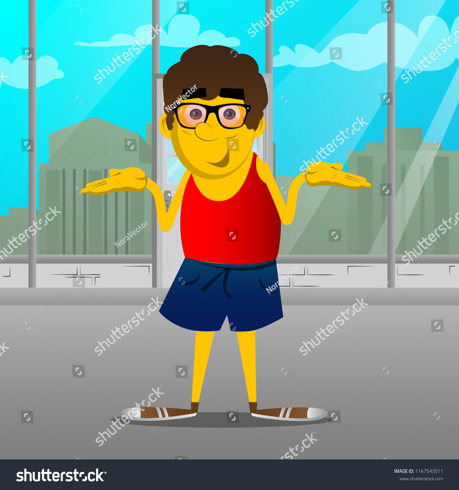 Yellow Man Shrugs Shoulders Expressing Dont Stock Vector Royalty Free 1167543511 Shutterstock 3383