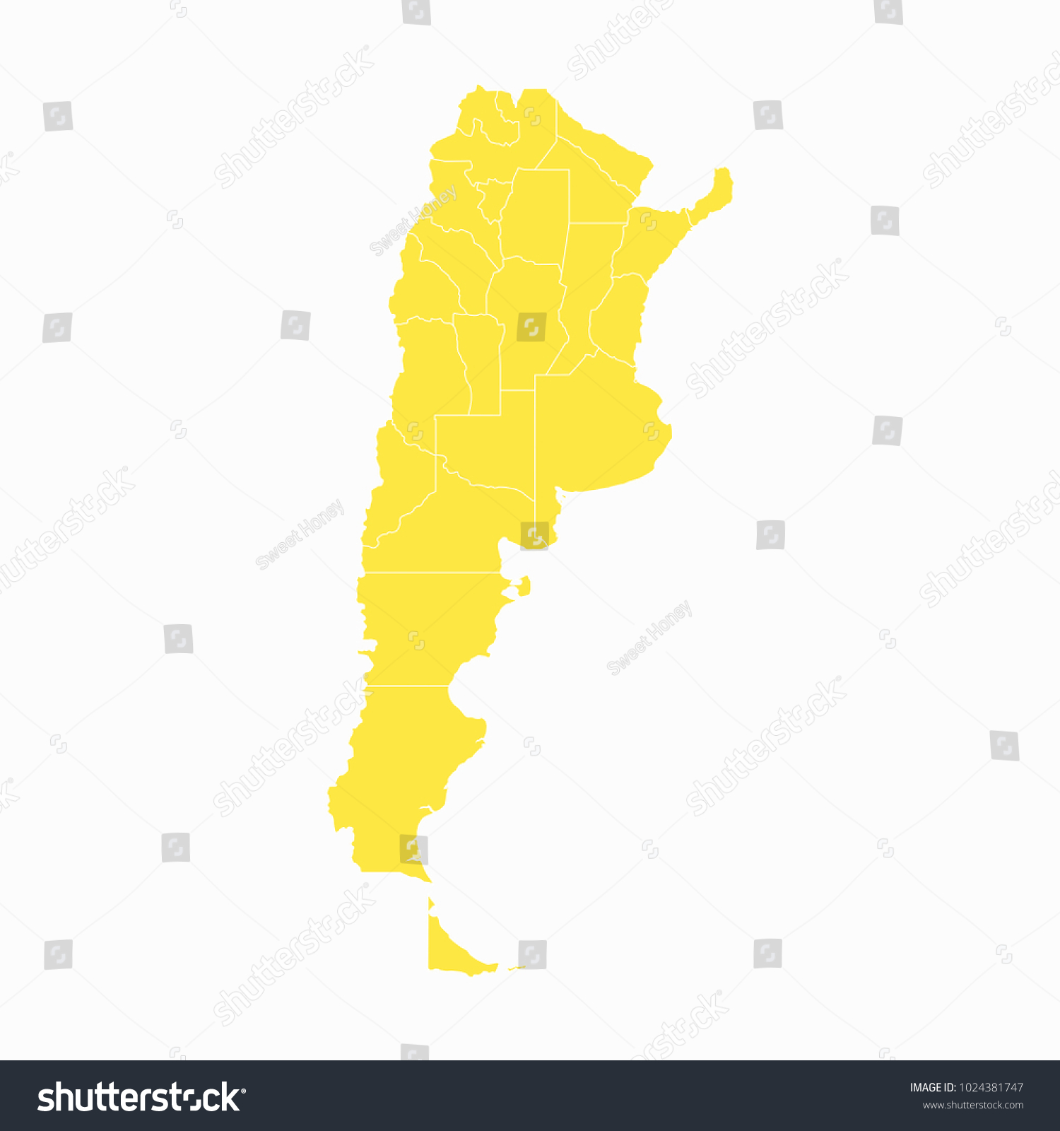 Yellow Mapargentina Map Each City Border Stock Vector (Royalty Free ...