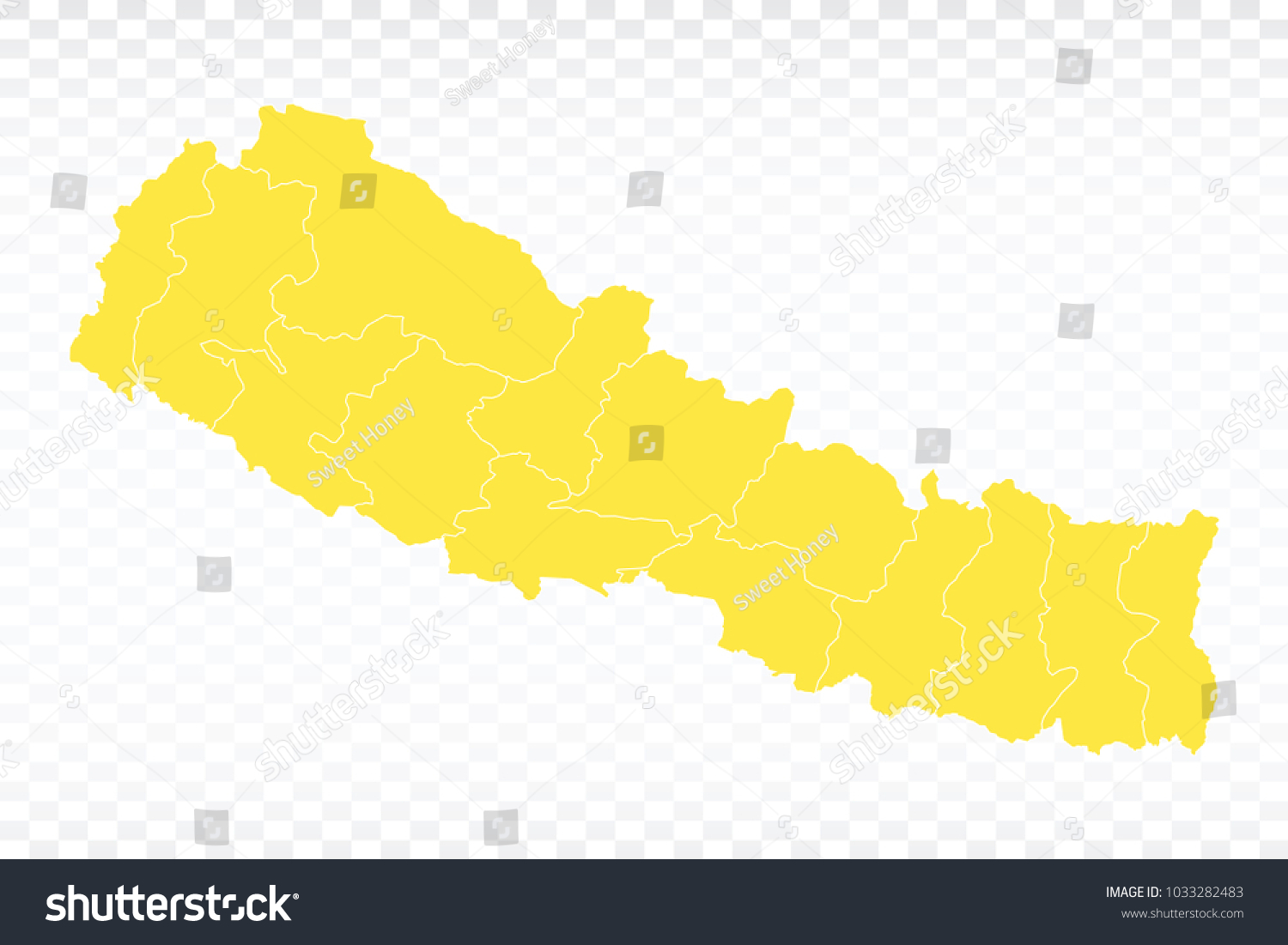 Yellow Mapnepal Map Each City Border Stock Vector (Royalty Free ...