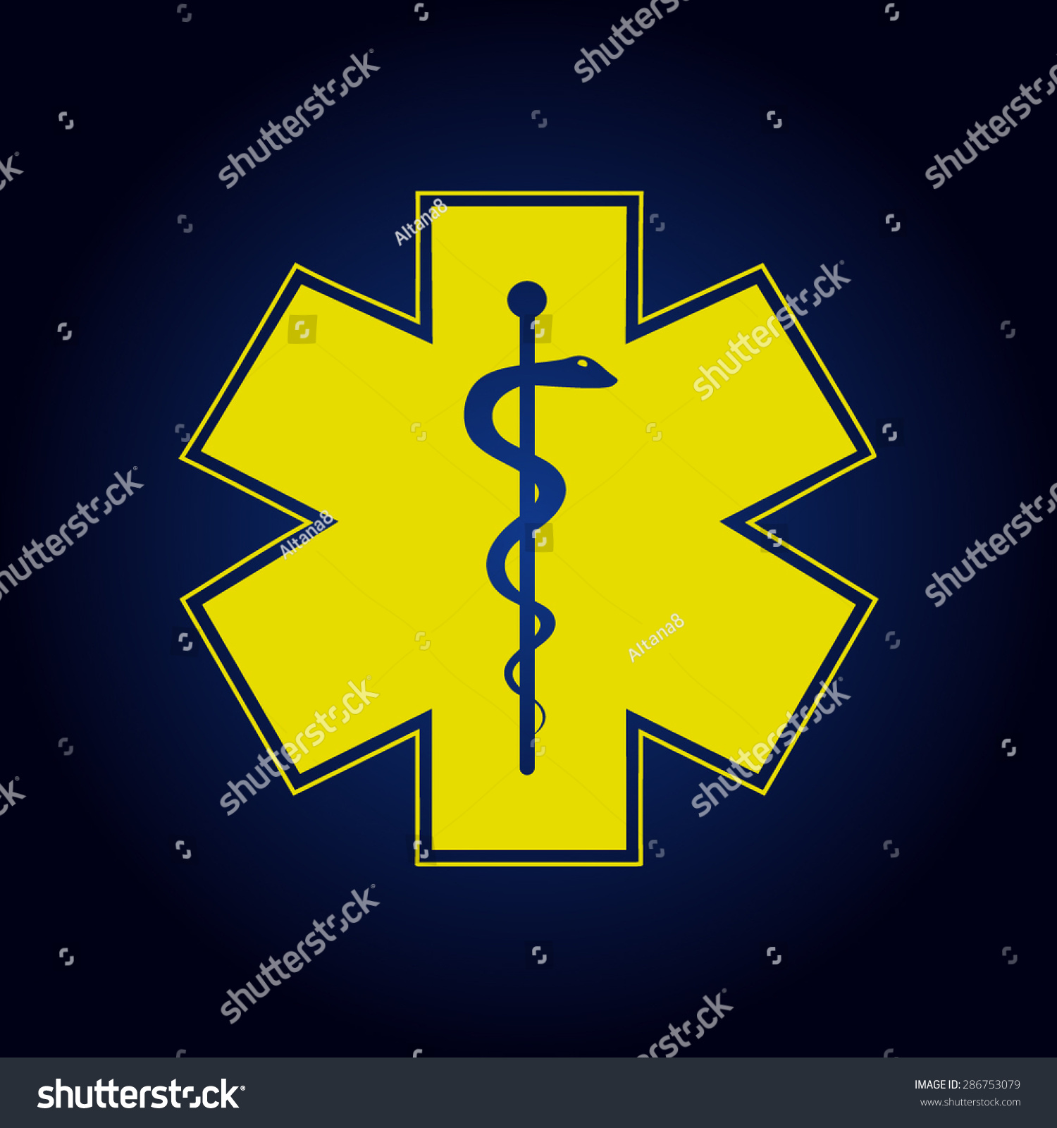 Yellow Medical Symbol Emergency Star Life Stock Vector (Royalty Free ...