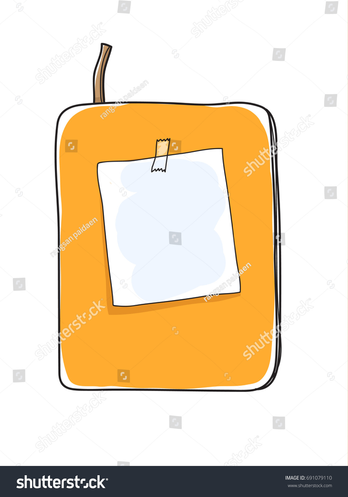 Yellow Notebook Note Paper Hand Drawn Stock Vector (Royalty Free ...