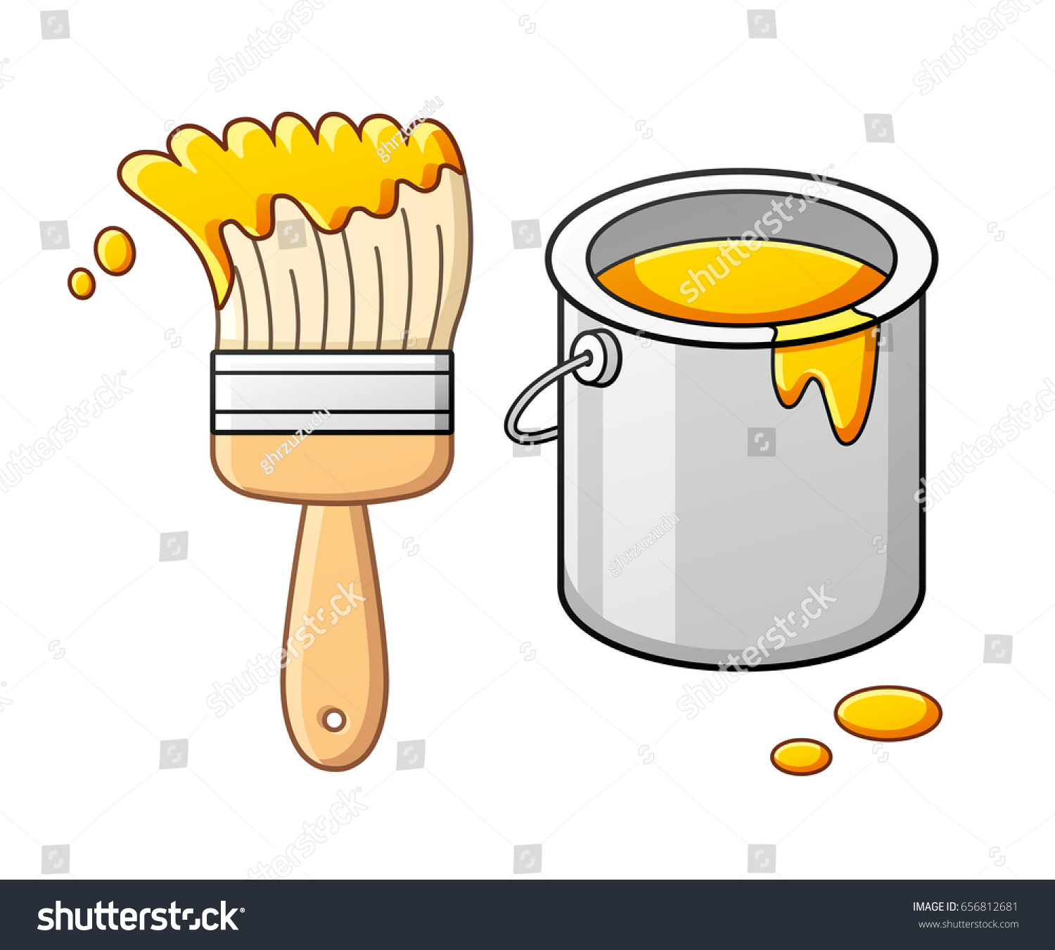 Download Yellow Paint Brush Bucket Can Stock Vector Royalty Free 656812681 Yellowimages Mockups