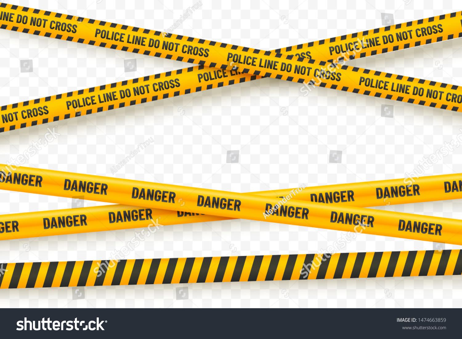 SVG of Yellow police tape isolated on transparent background. Crime scene tape vector illustration. Black and yellow police stripes. Danger zone designation. Element for your design. svg