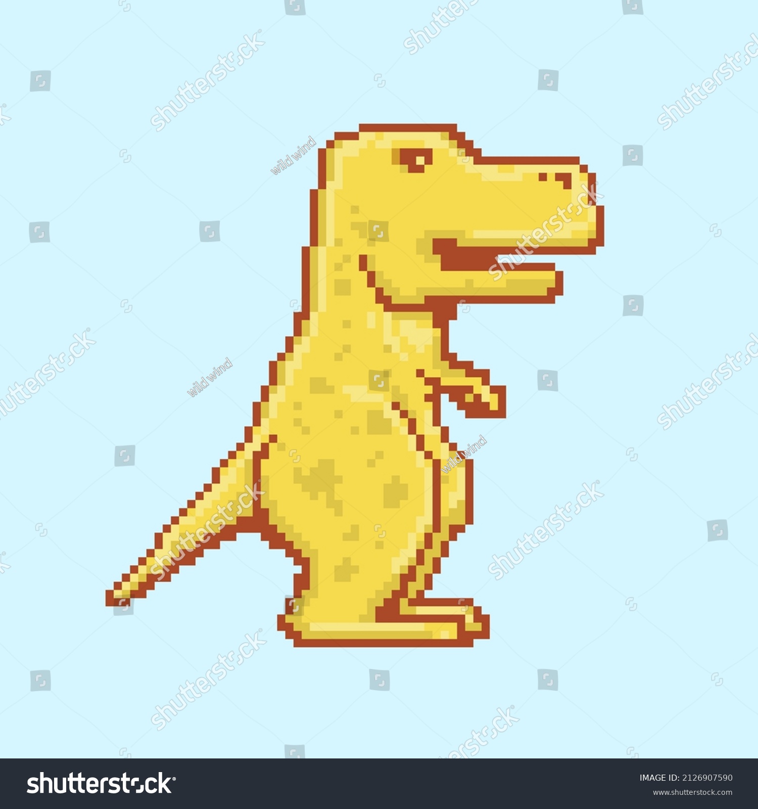 Yellow Predatory Dinosaur Pixel Art Style Stock Vector (Royalty Free ...