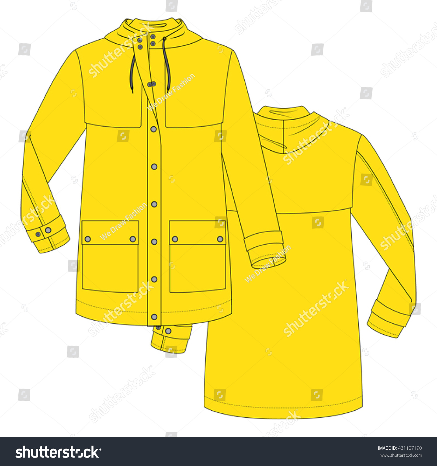 Yellow Raincoat Technical Drawing เวกเตอร์สต็อก (ปลอดค่าลิขสิทธิ์