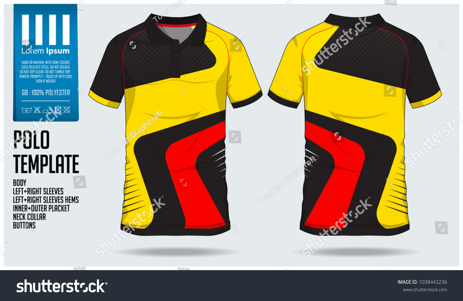 Yellow Red Black Polo T Shirt Stock Vector Royalty Free 1038443236