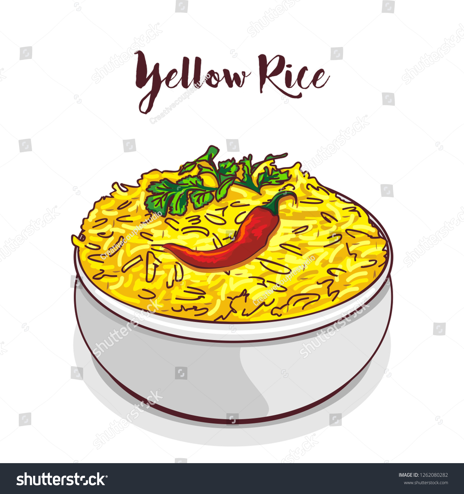 yellow rice vector illustration stock vector royalty free 1262080282 https www shutterstock com image vector yellow rice vector illustration 1262080282