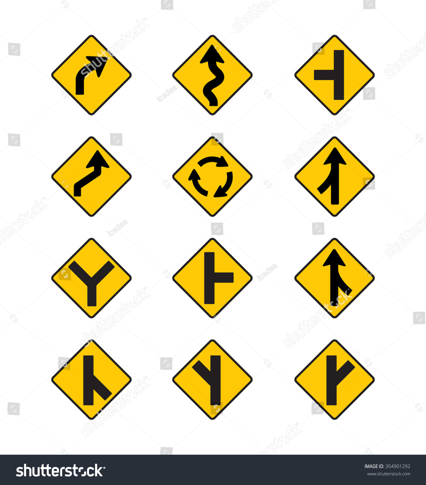 Yellow Road Signs Traffic Signs Vector Stock Vector (Royalty Free ...
