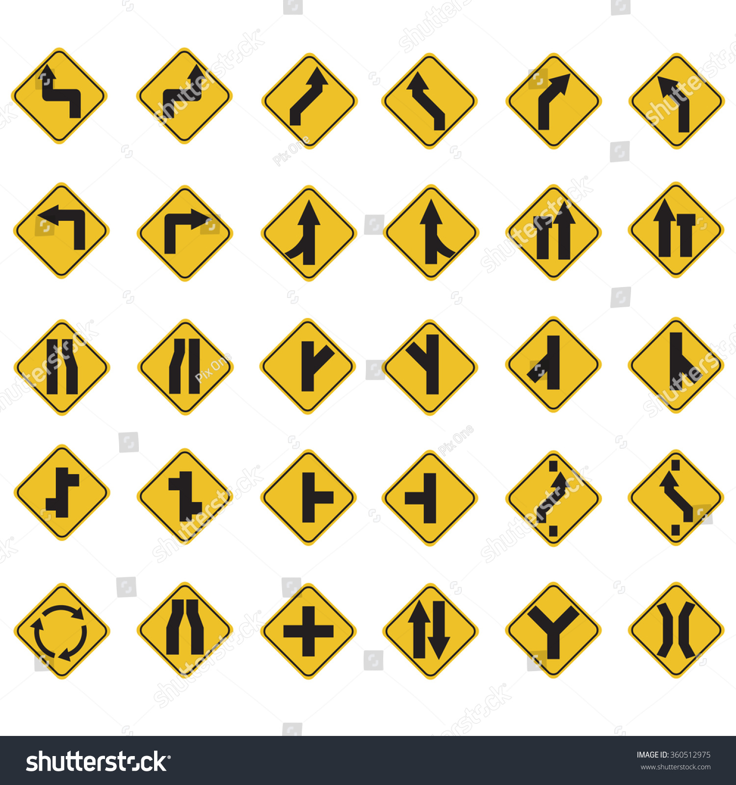 Yellow Road Signs, Traffic Signs Vector Set On White Background. A Set ...
