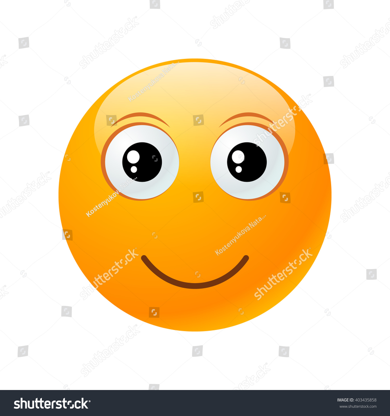 Yellow Round Emoticon Isolated On White Background. Vector Illustration ...