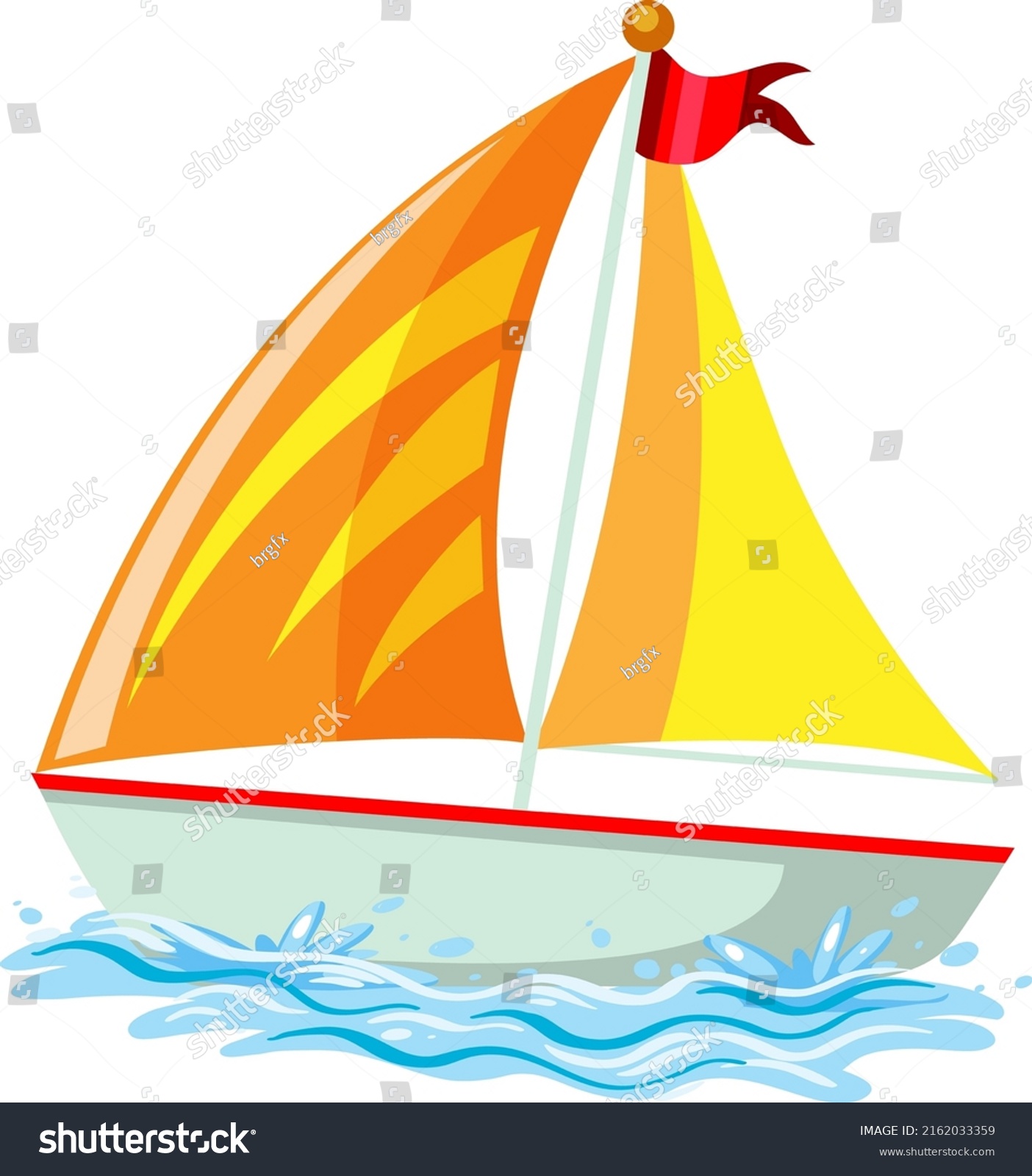 sailboat on water cartoon