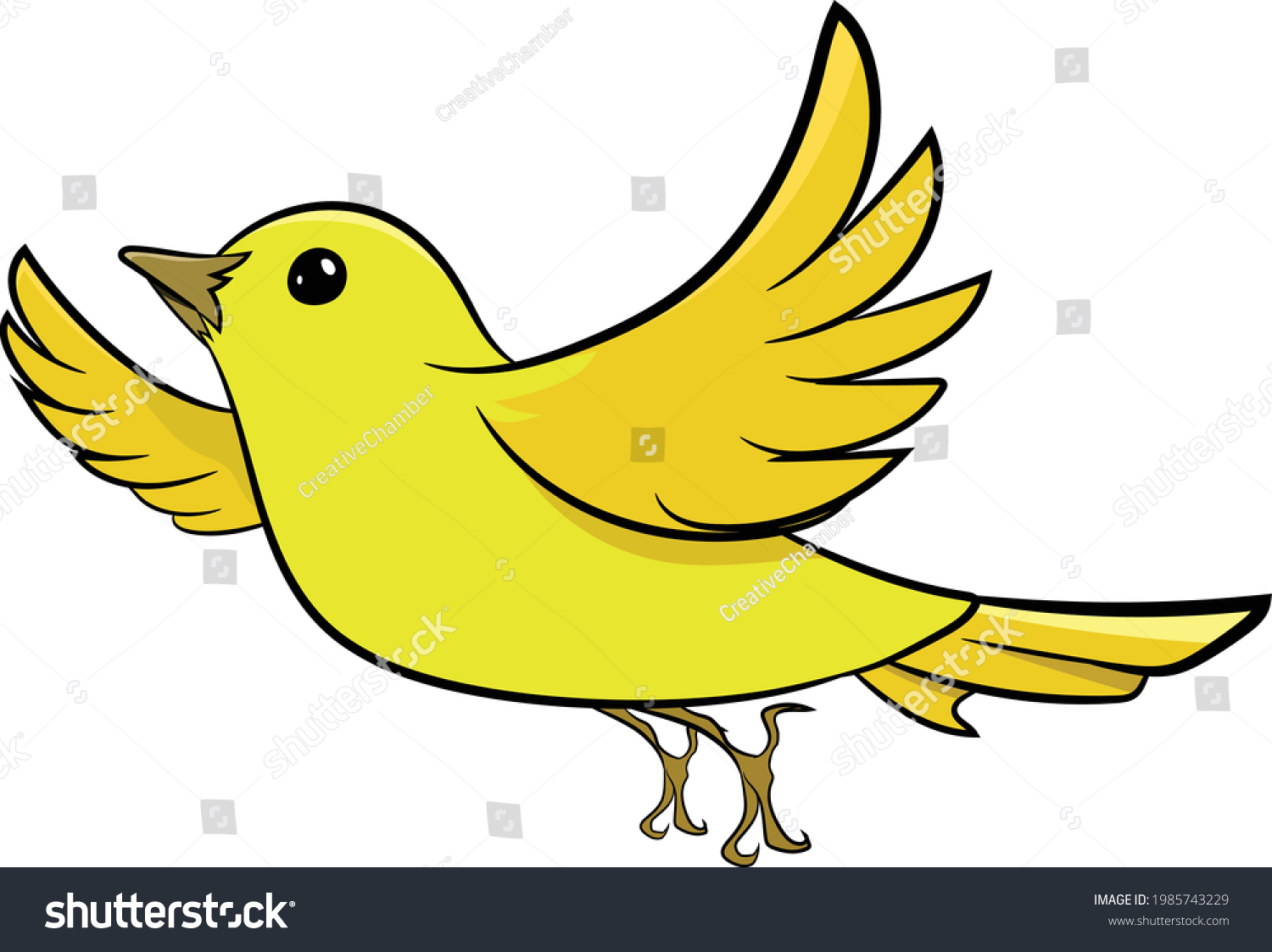 Yellow Sparrow Flying Air Cute Yellow Stock Vector (Royalty Free ...