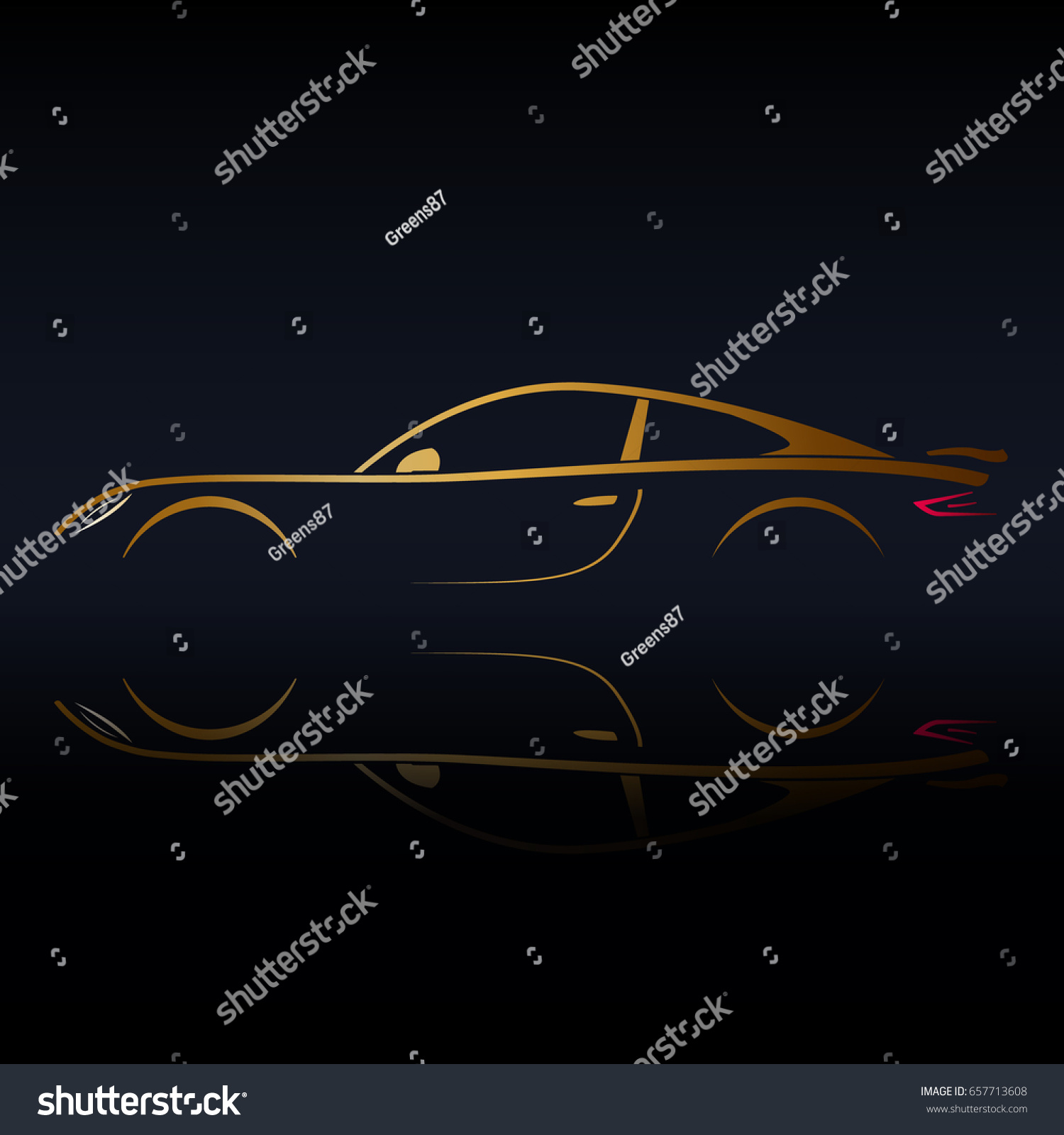 Yellow Sports Vehicle Silhouette On Black Stock Vector (Royalty Free ...