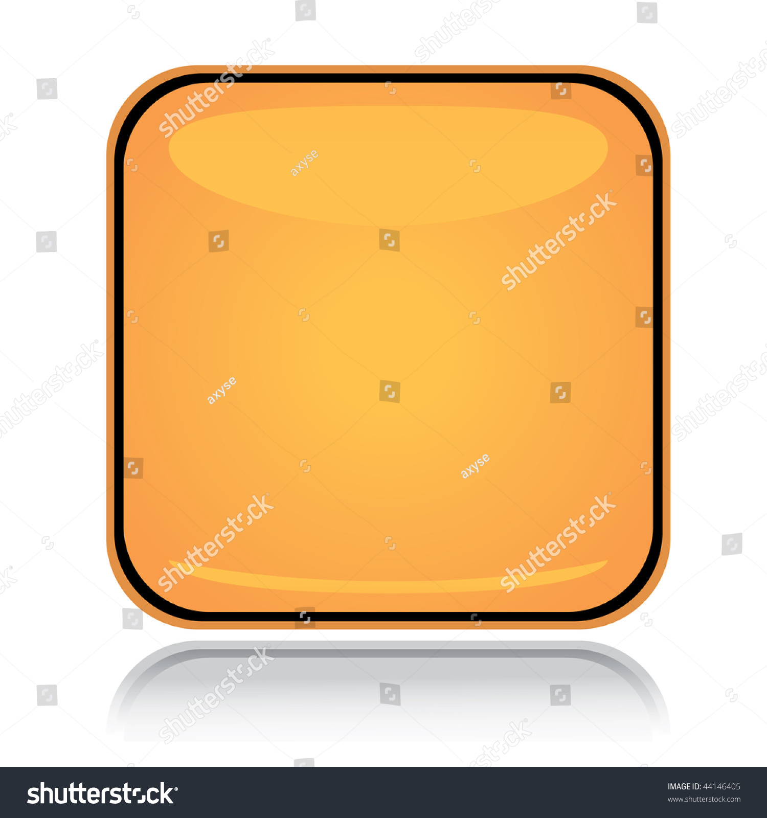 Yellow Square Icon Blank Button With Reflection Over White Stock Vector ...