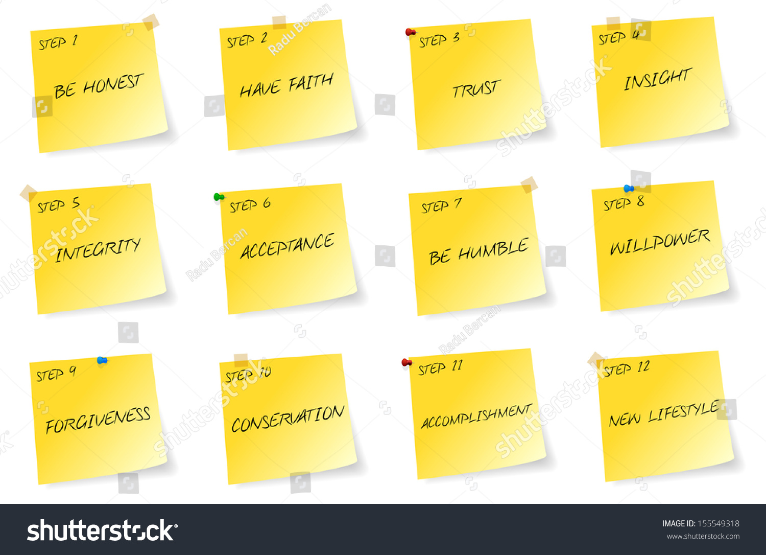 SVG of Yellow Stickers With The Twelve Steps Of The Alcoholic Anonymous Program svg