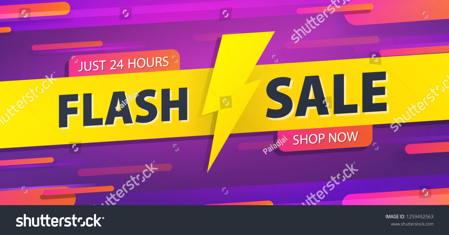 SVG of Yellow tag Flash sale 24 hour promotion website banner heading design on graphic purple background vector for banner or poster. Sale and Discounts Concept. svg