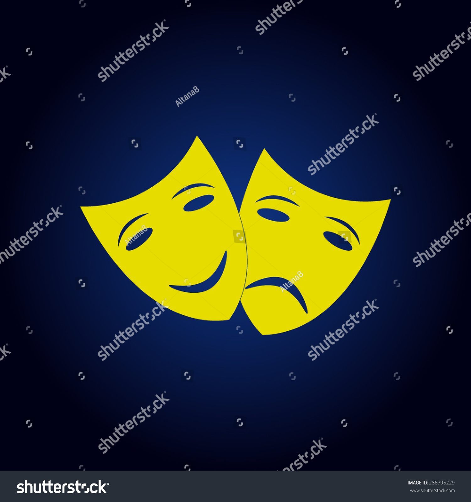 Download Yellow Theater Icon Happy Sad Masks Stock Vector Royalty Free 286795229 PSD Mockup Templates