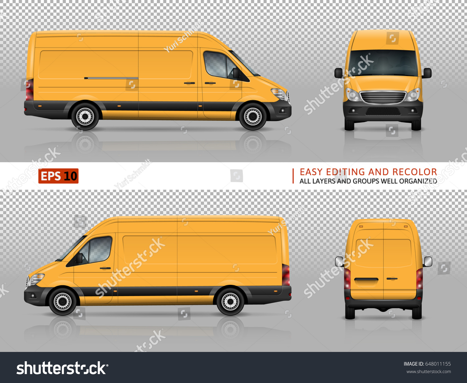 Yellow Van Vector Mockup Car Branding Stock Vector Royalty Free 648011155