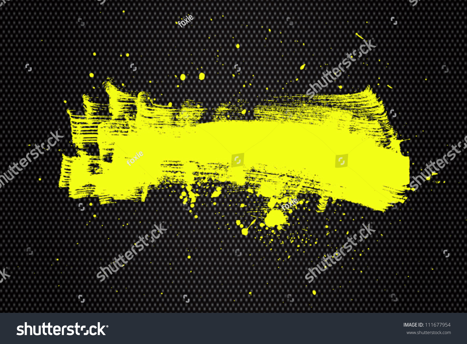 Yellow Vector Brush Stroke With Paint Drops Splatter On Black Textile ...